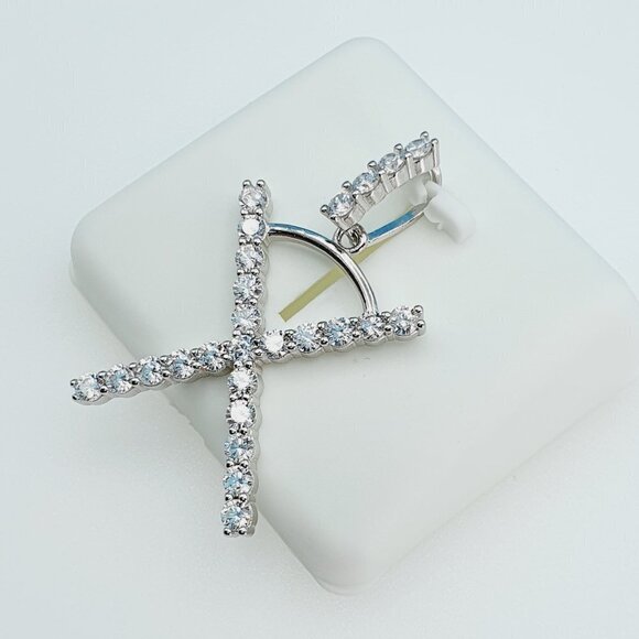 "925 Sterling Silver Cubic Zirconia Initial Pendant, UU1P6A6190 - Picture 8 of 9